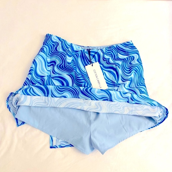 Cotten Candy LA Blue Satin Skirt & Shein Cropped Tank Top - Picture 4 of 7